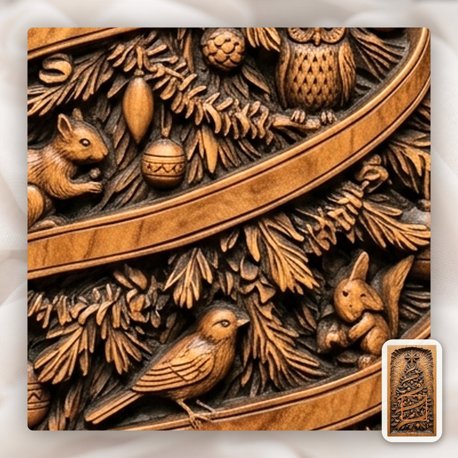 Woodland Forest Christmas Tree with Animals CNC Relief STL bas-relief STL — view 13
