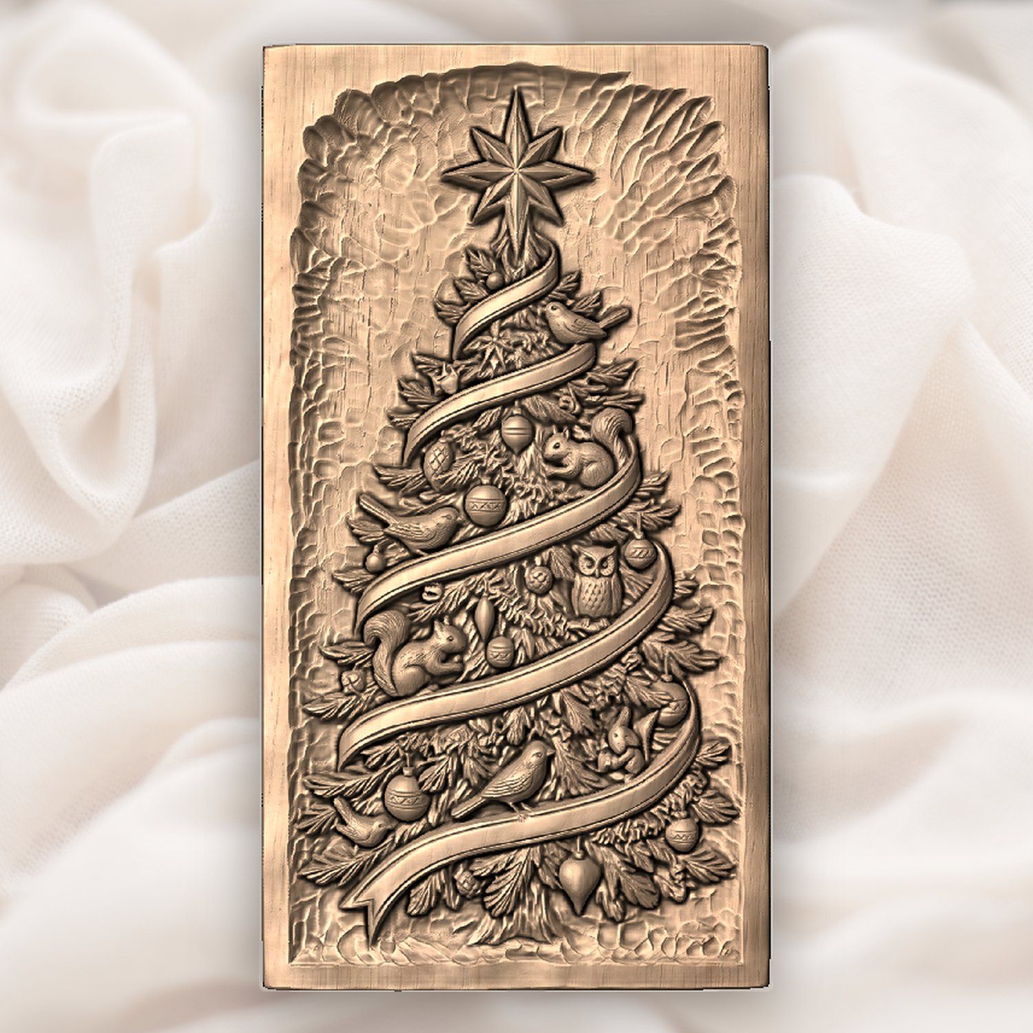 Woodland Forest Christmas Tree with Animals CNC Relief STL bas-relief STL — view 4