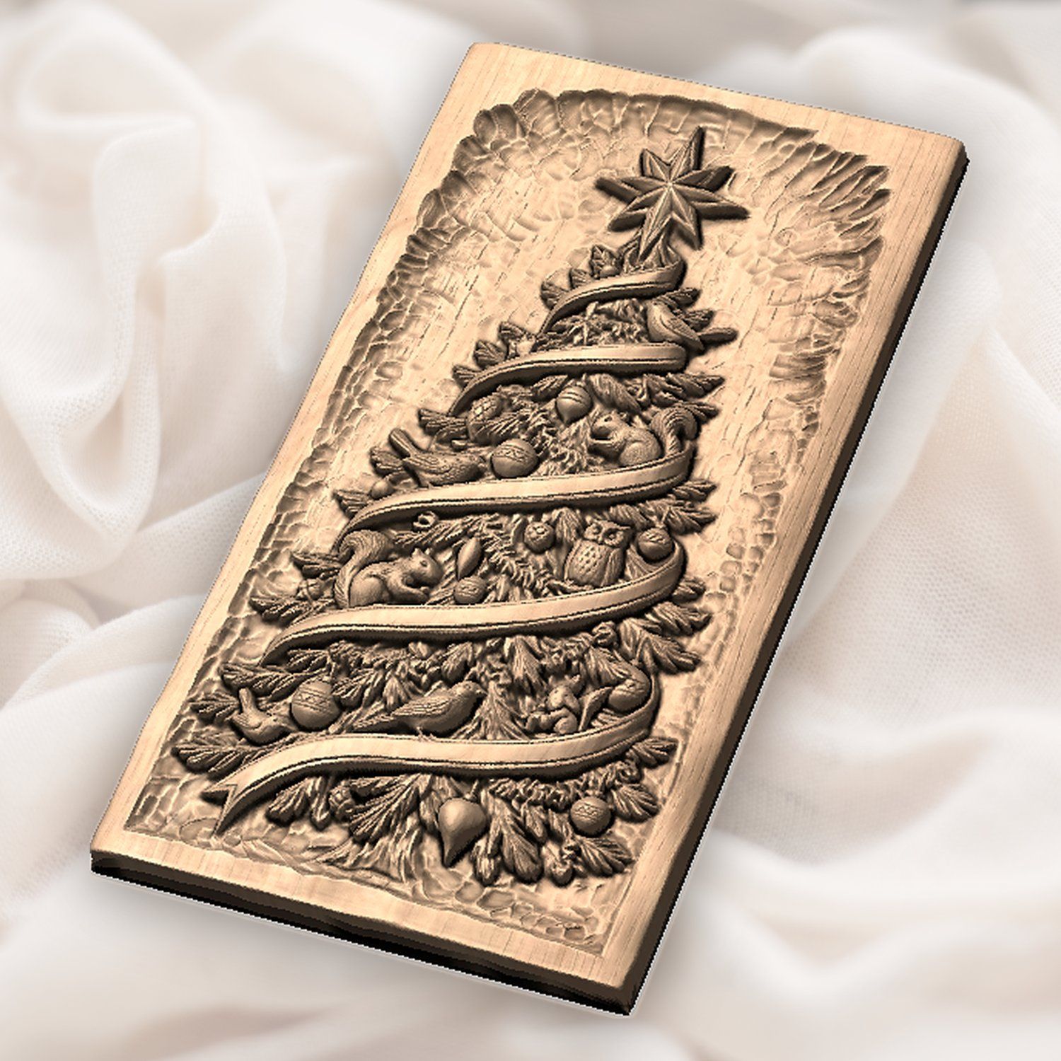 Woodland Forest Christmas Tree with Animals CNC Relief STL bas-relief STL — view 5