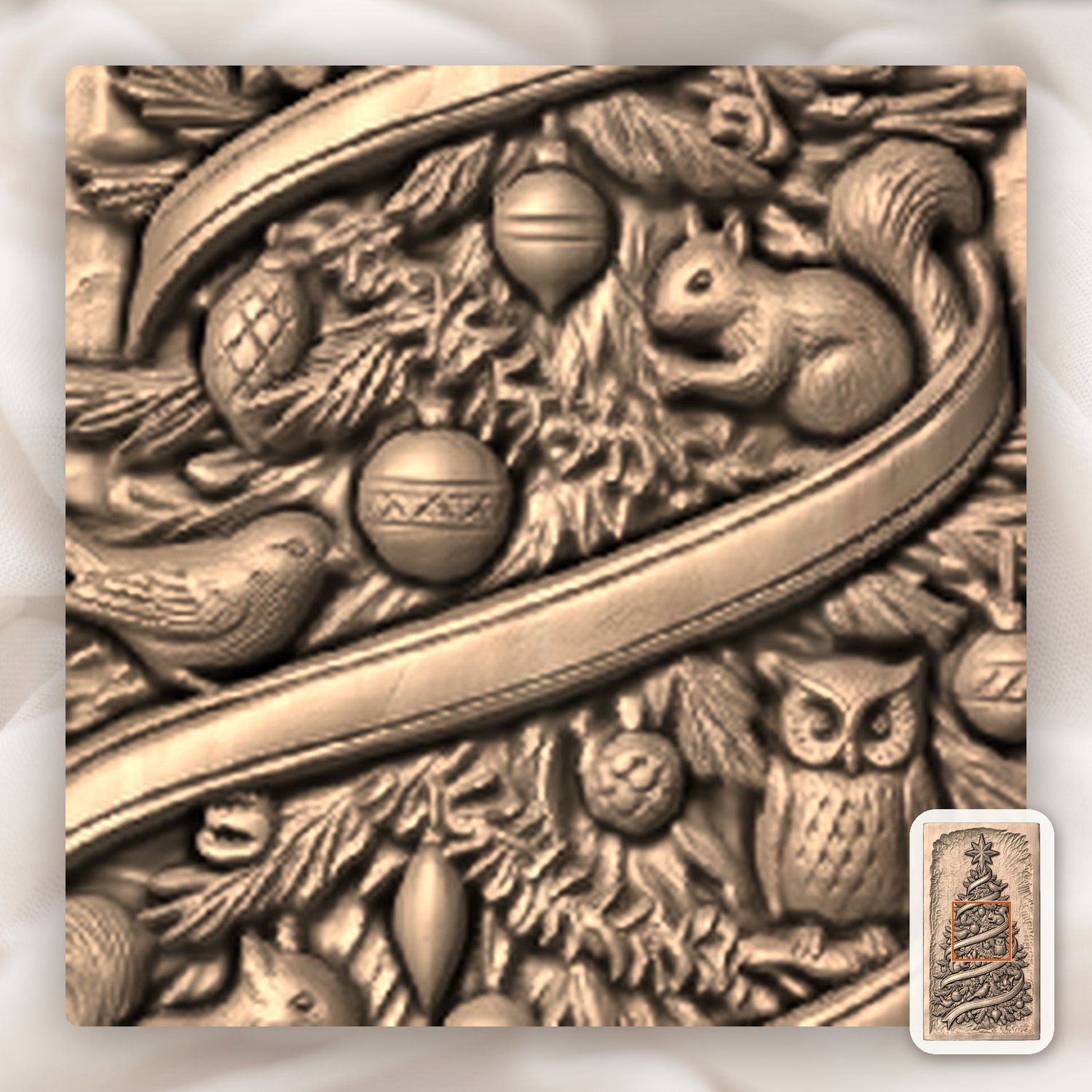 Woodland Forest Christmas Tree with Animals CNC Relief STL bas-relief STL — view 7