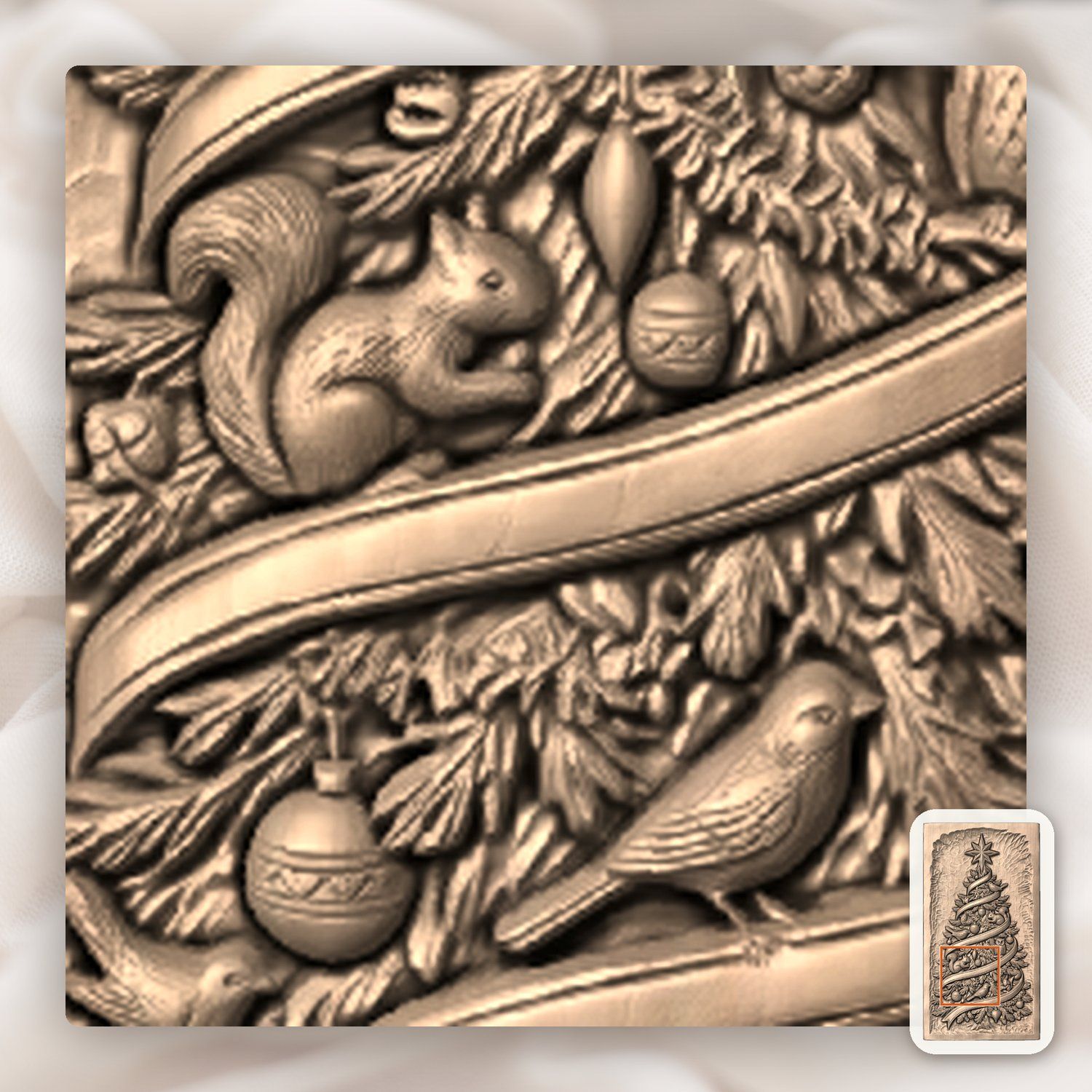 Woodland Forest Christmas Tree with Animals CNC Relief STL bas-relief STL — view 8