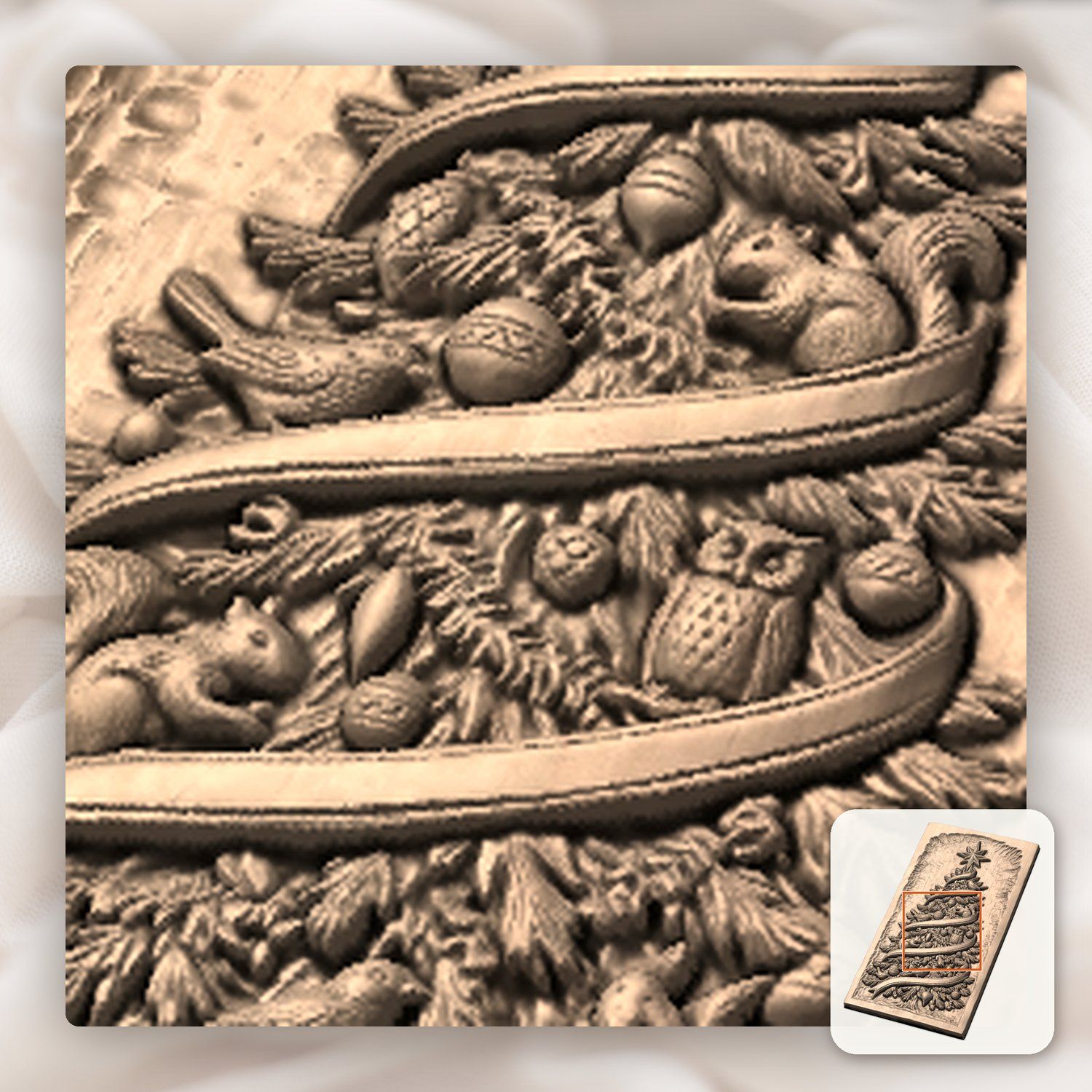 Woodland Forest Christmas Tree with Animals CNC Relief STL bas-relief STL — view 9