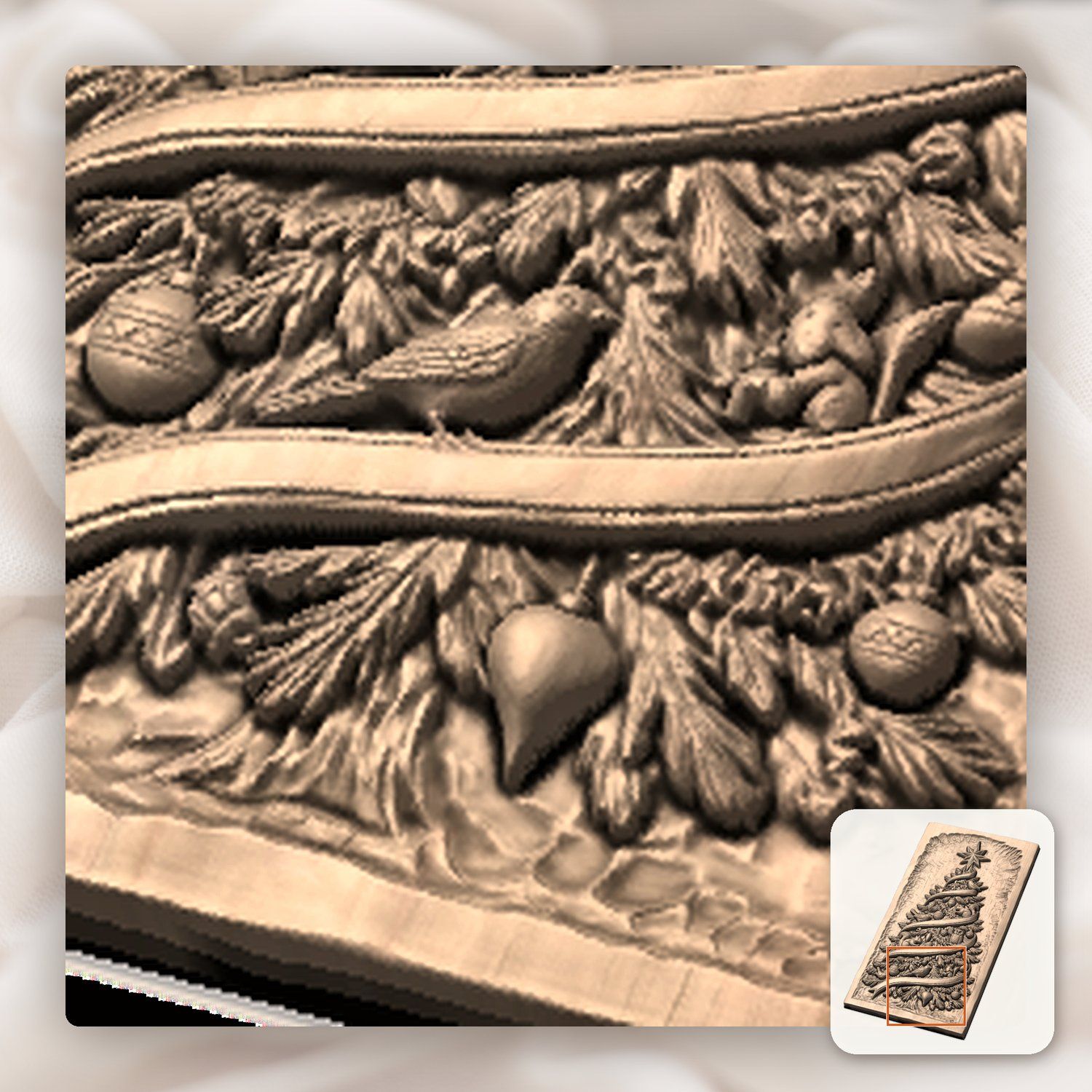 Woodland Forest Christmas Tree with Animals CNC Relief STL bas-relief STL — view 10