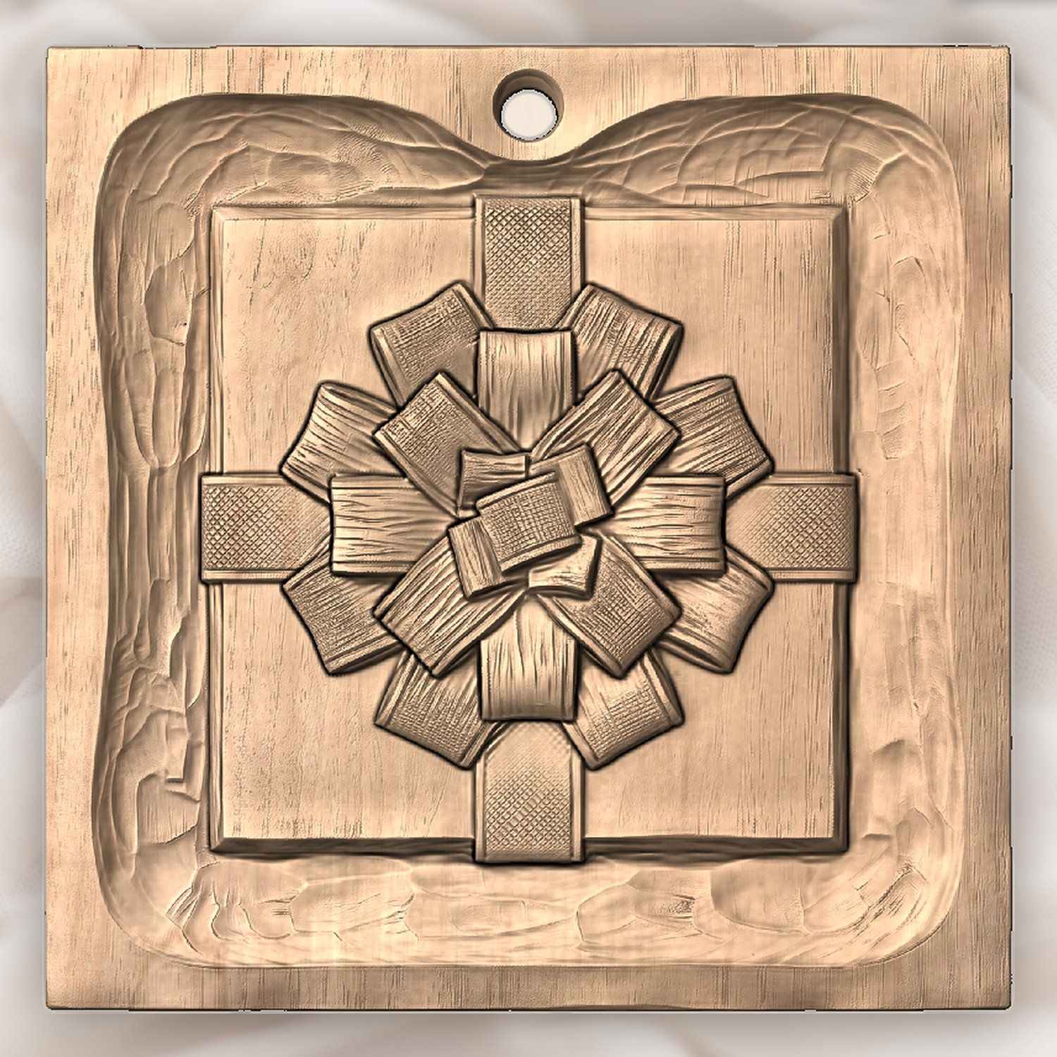 Wrapped Gift Box Ornament CNC Relief STL bas-relief STL — view 4