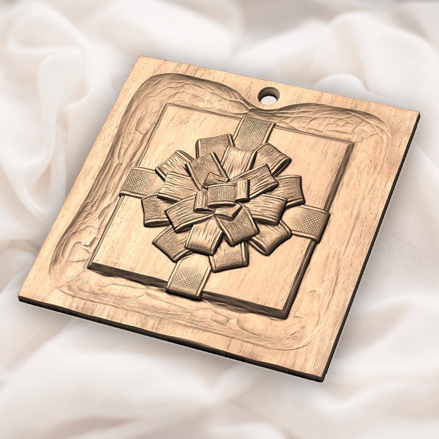 Wrapped Gift Box Ornament CNC Relief STL bas-relief STL — view 5