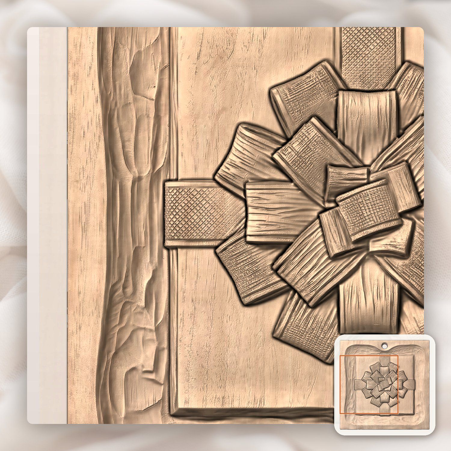 Wrapped Gift Box Ornament CNC Relief STL bas-relief STL — view 7