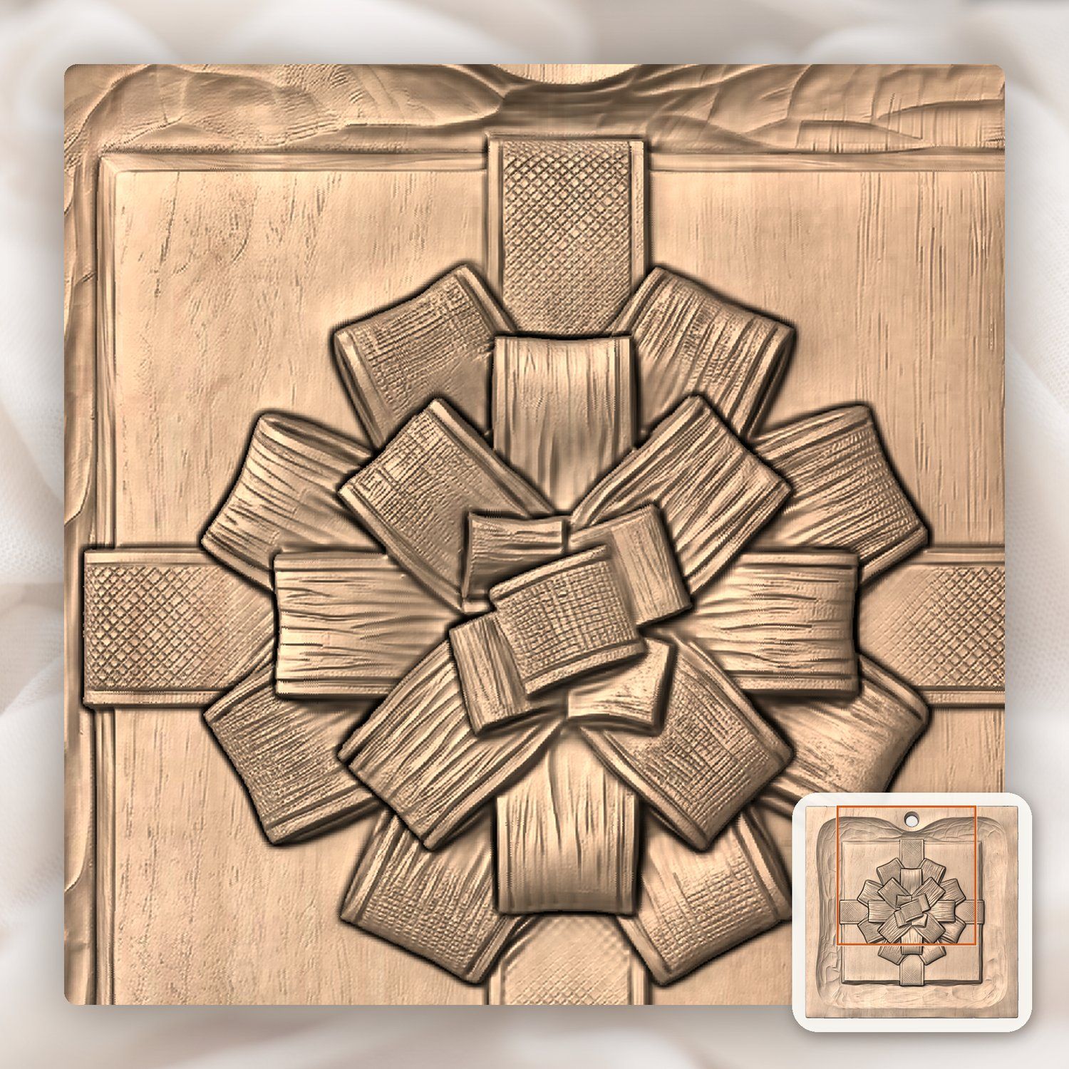 Wrapped Gift Box Ornament CNC Relief STL bas-relief STL — view 8