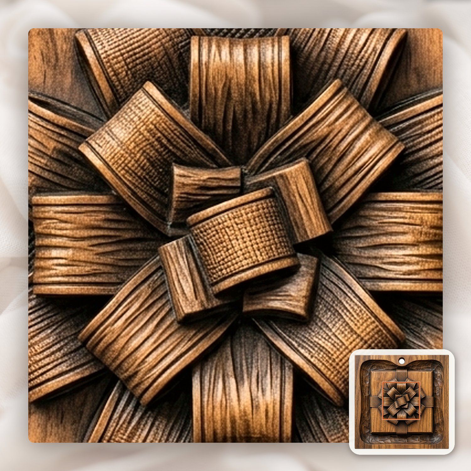 Wrapped Gift Box Ornament CNC Relief STL bas-relief STL — view 10