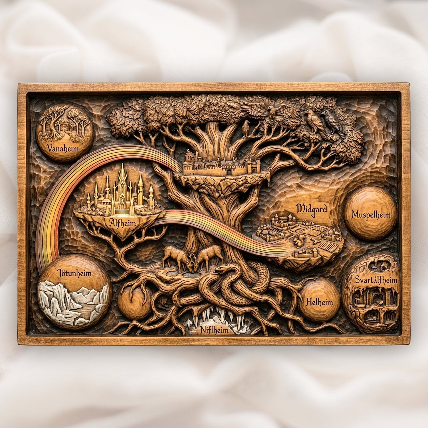 Yggdrasil Nine Realms Norse CNC Relief STL bas-relief STL design