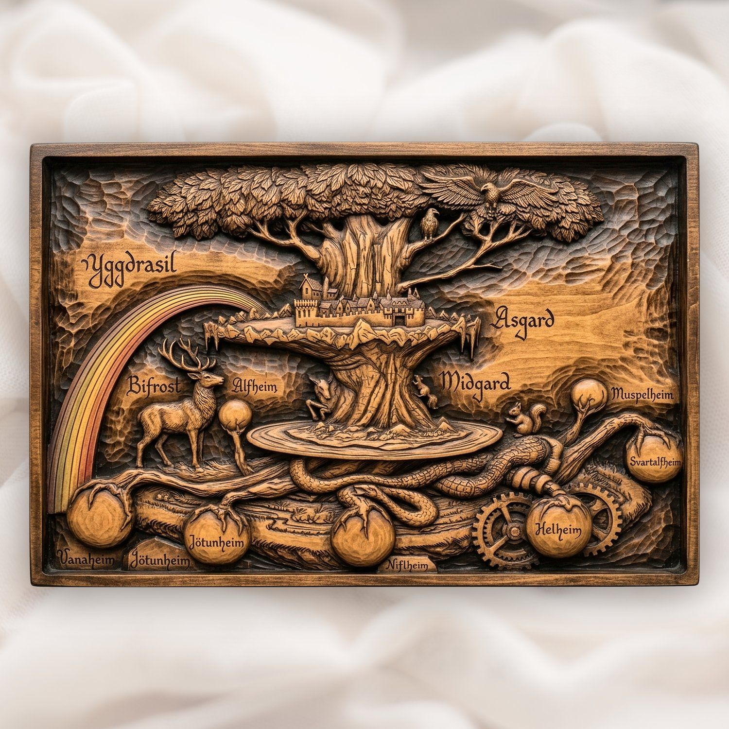 Yggdrasil Norse Nine Realms CNC Relief STL bas-relief STL design