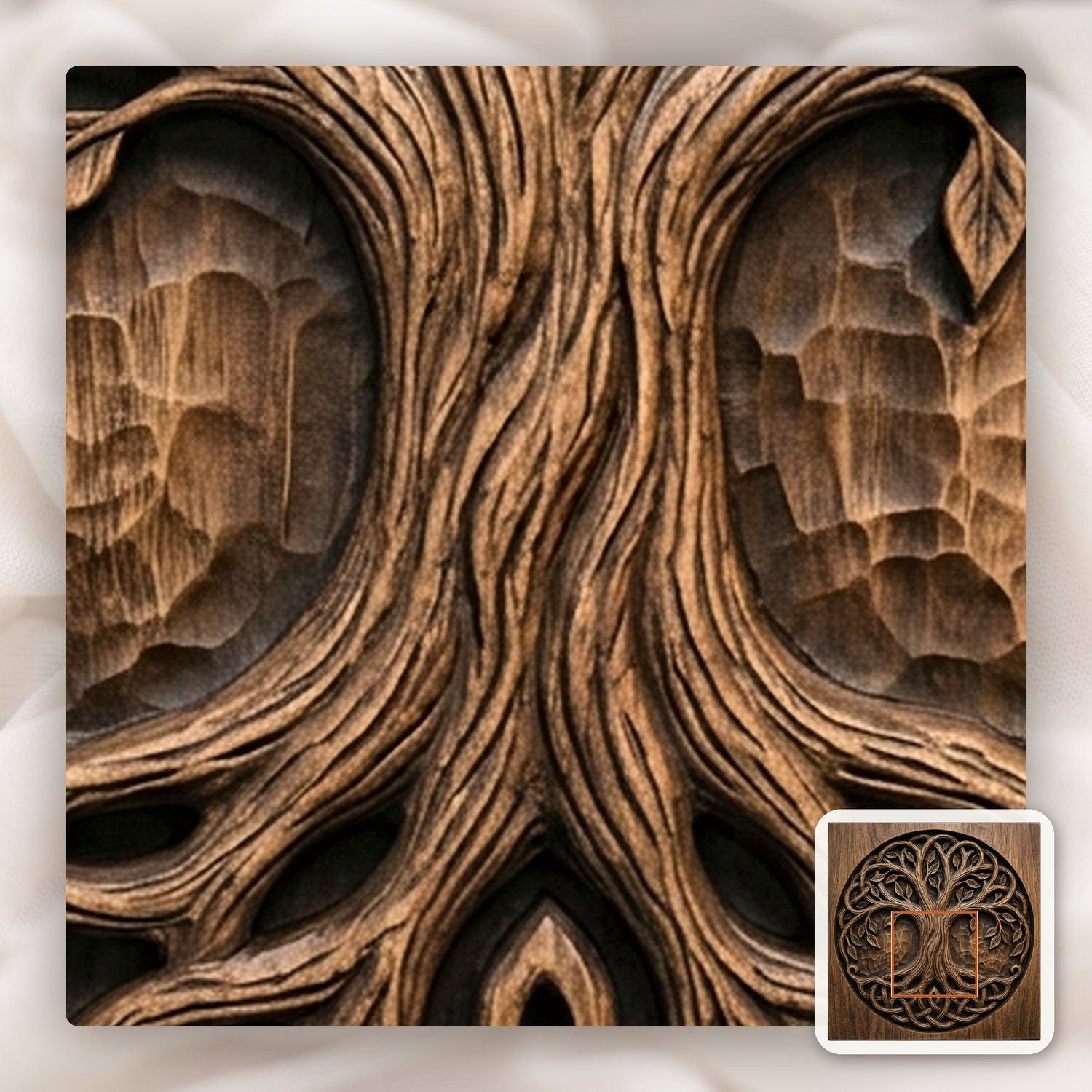 Yggdrasil Tree of Life Norse Knotwork Circular Panel CNC Relief STL bas-relief STL — view 12