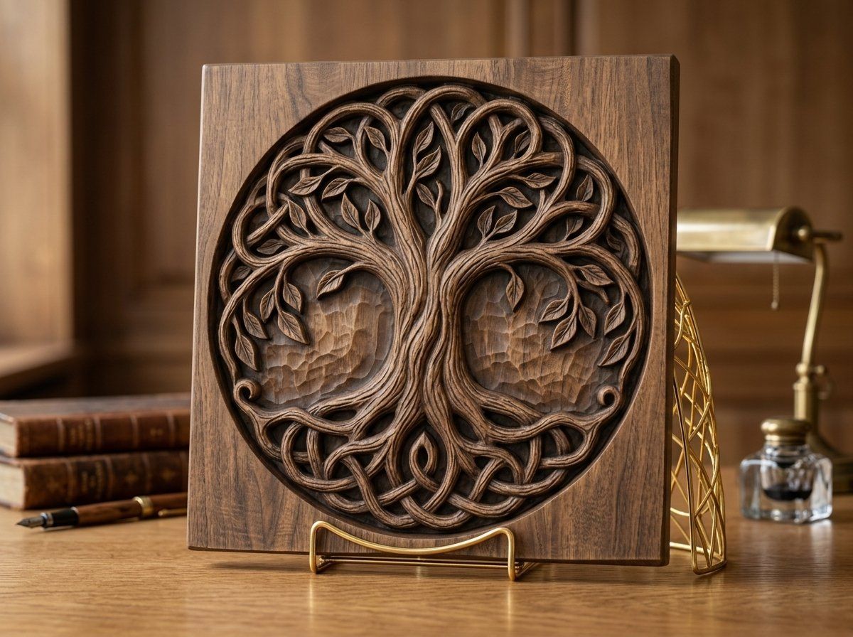 Yggdrasil Tree of Life Norse Knotwork Circular Panel CNC Relief STL bas-relief STL — view 14