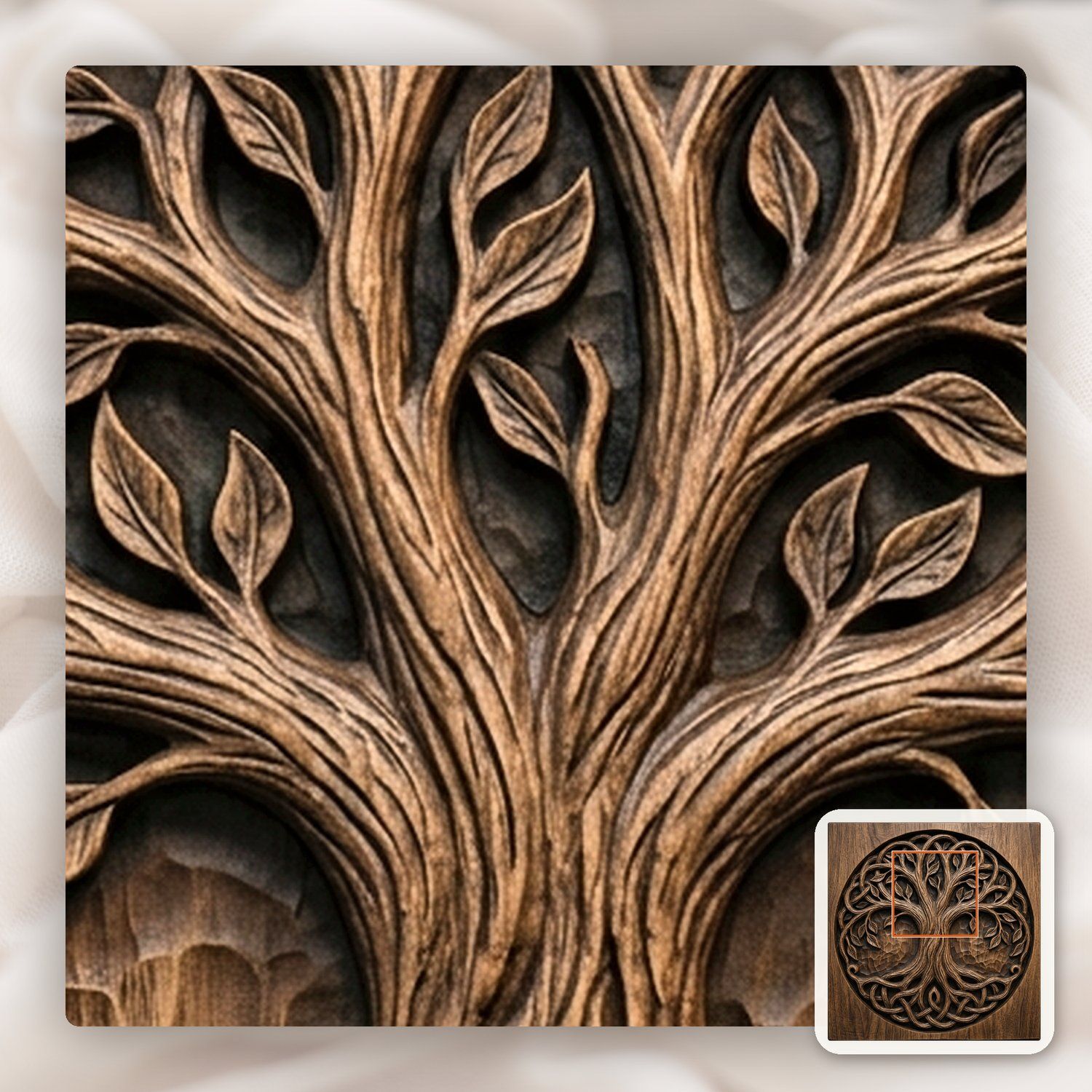 Yggdrasil Tree of Life Norse Knotwork Circular Panel CNC Relief STL bas-relief STL — view 11
