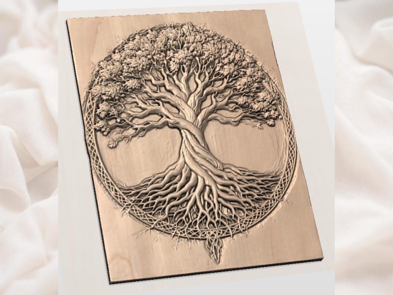Yggdrasil Tree of Life Bas-Relief STL with Celtic Knot Border bas-relief STL — view 2