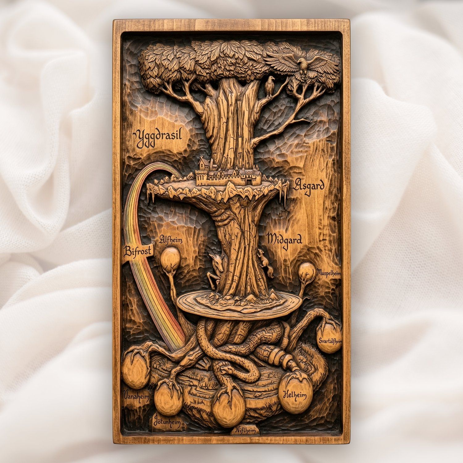 Yggdrasil World Tree Nine Realms CNC Relief STL bas-relief STL design