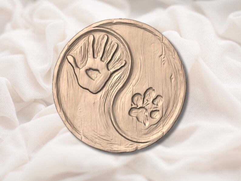 Yin Yang Human Hand and Dog Paw Bas-Relief STL bas-relief STL — view 2
