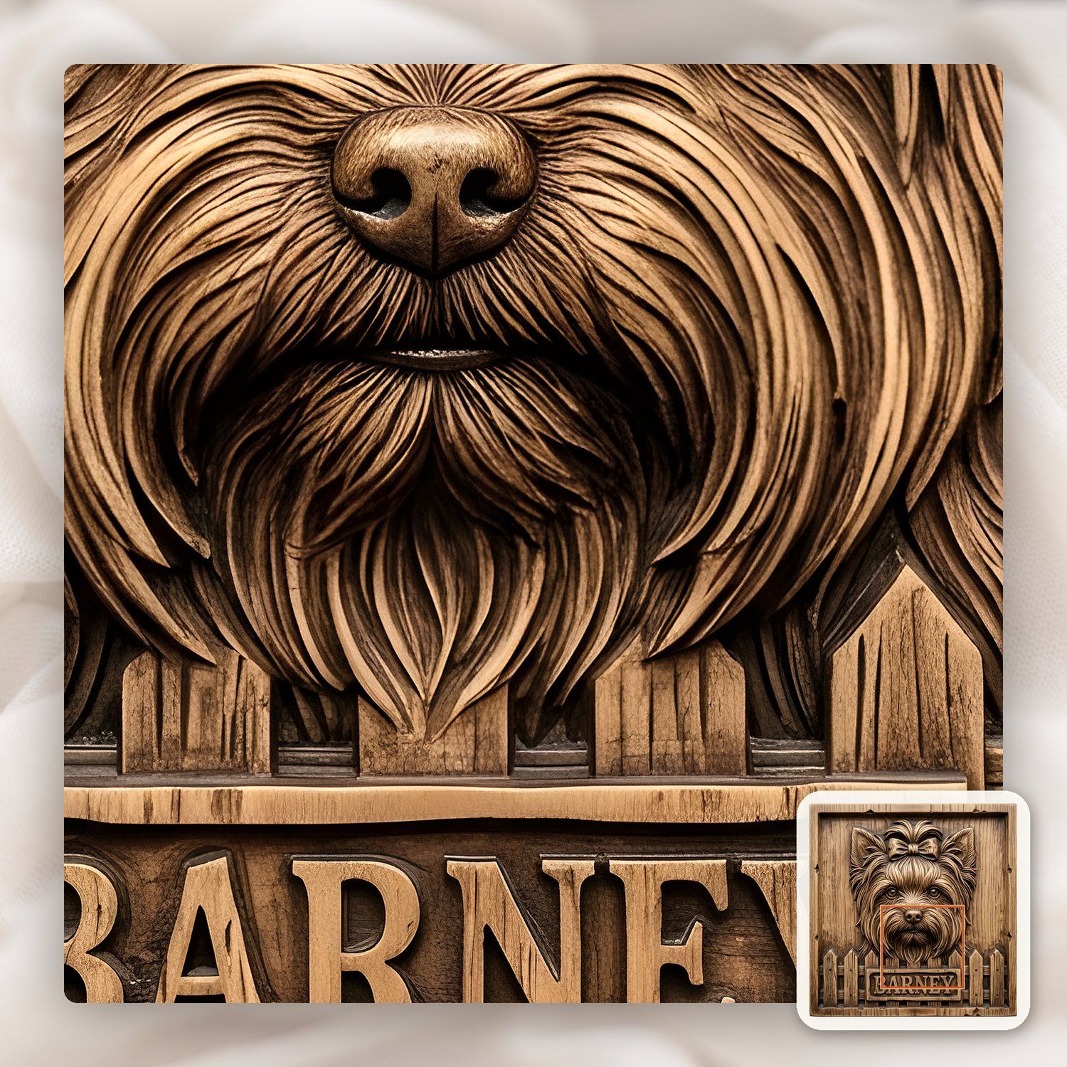 Yorkshire Terrier Dog Portrait CNC Relief STL bas-relief STL — view 10