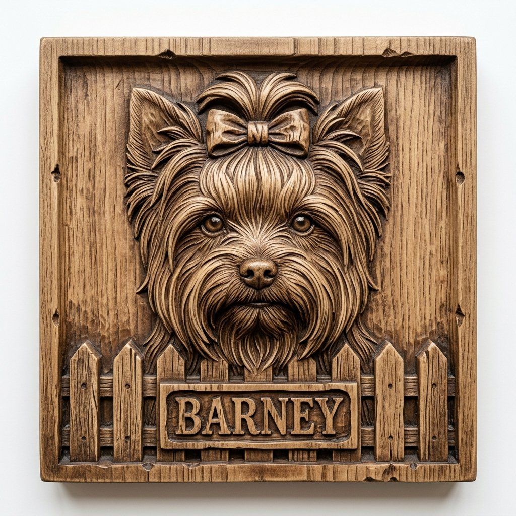 Yorkshire Terrier Dog Portrait CNC Relief STL bas-relief STL — view 11