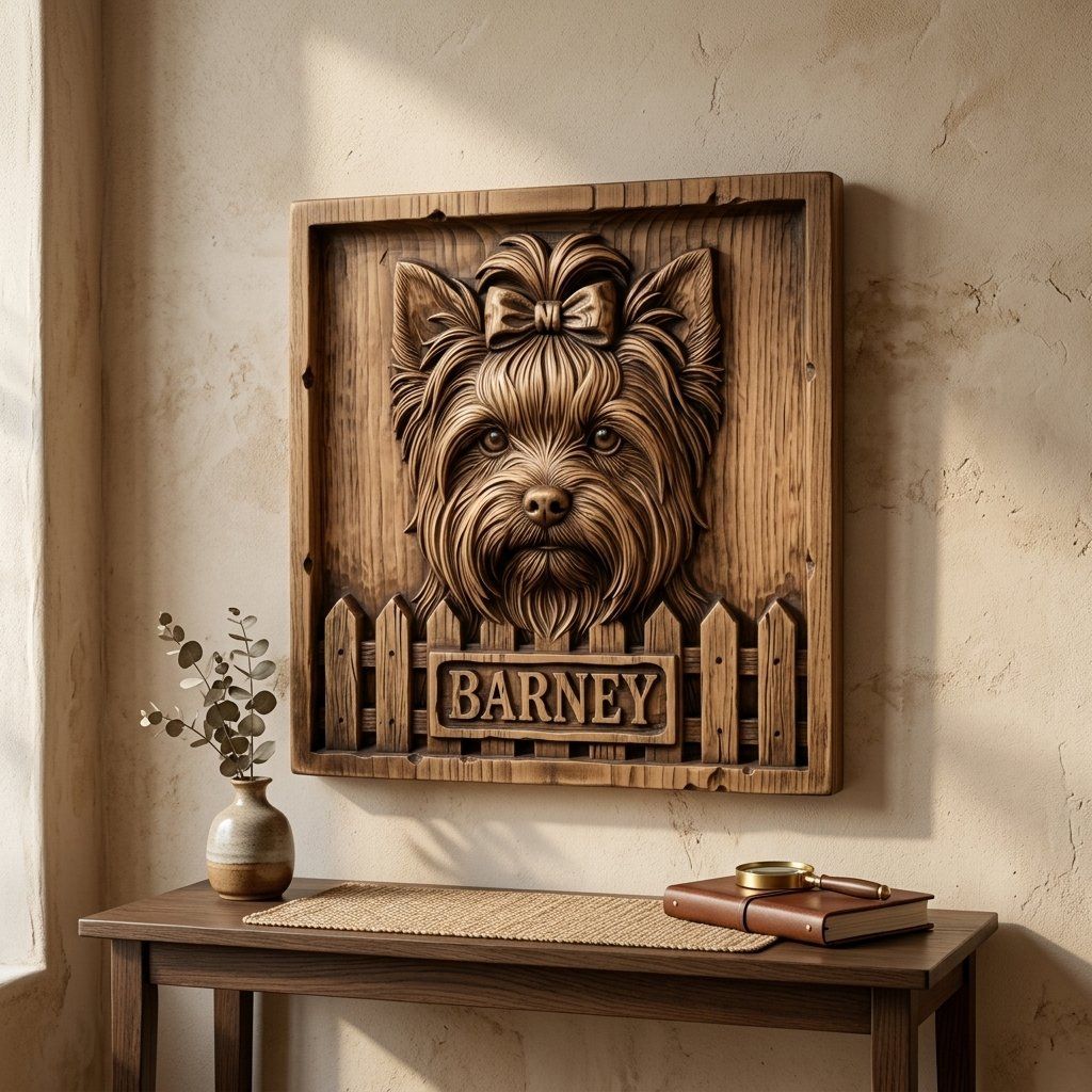 Yorkshire Terrier Dog Portrait CNC Relief STL bas-relief STL — view 12