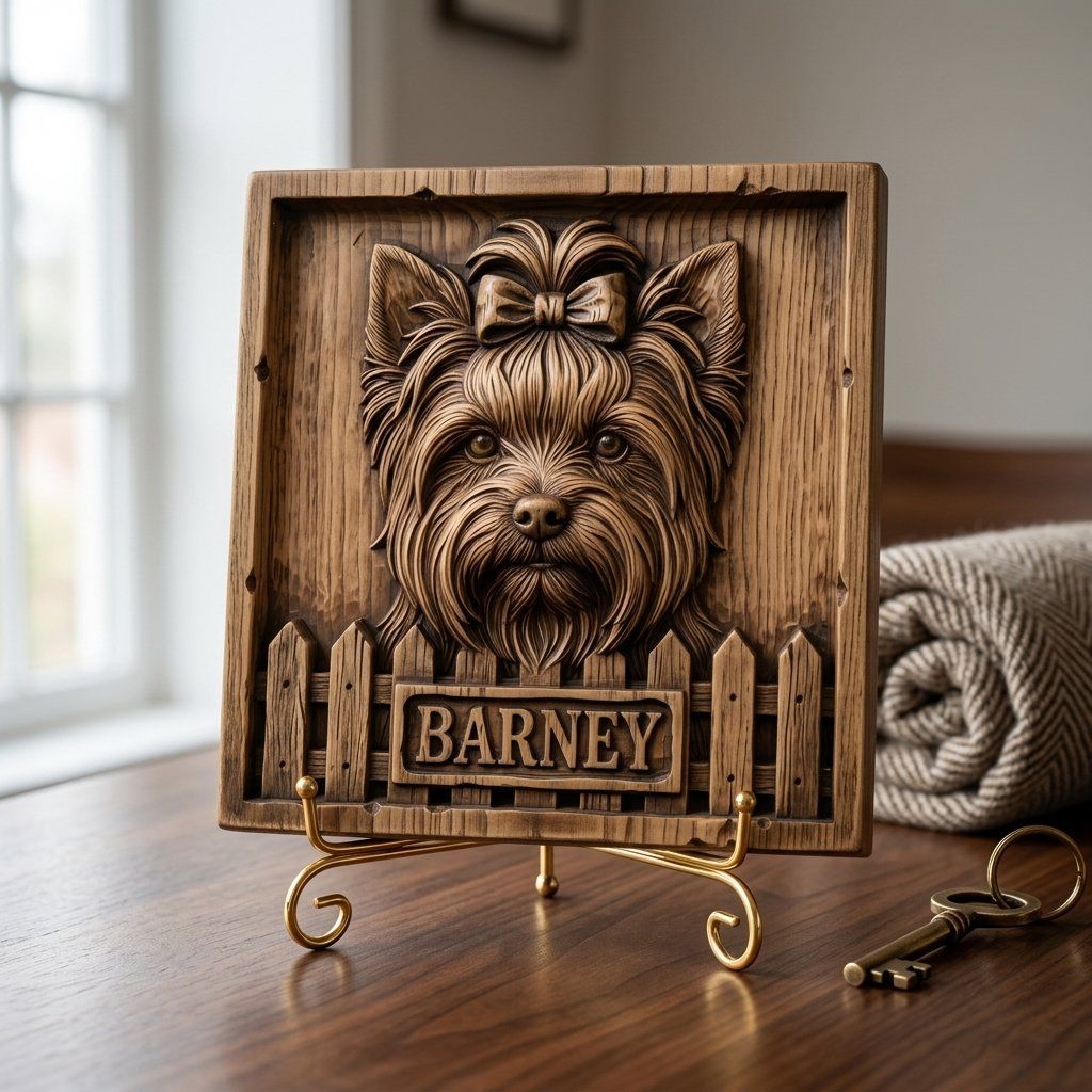 Yorkshire Terrier Dog Portrait CNC Relief STL bas-relief STL — view 13