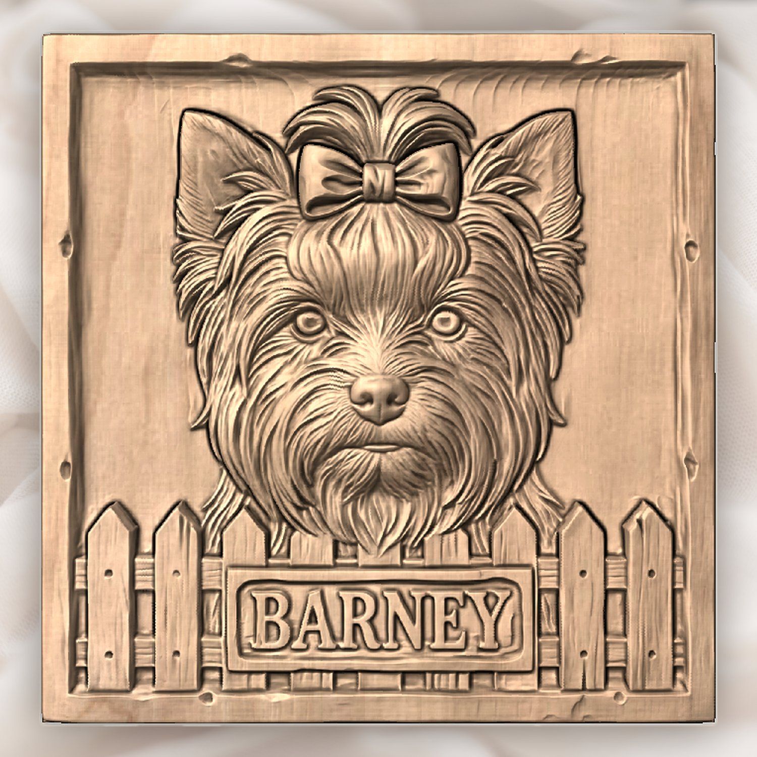 Yorkshire Terrier Dog Portrait CNC Relief STL bas-relief STL — view 2