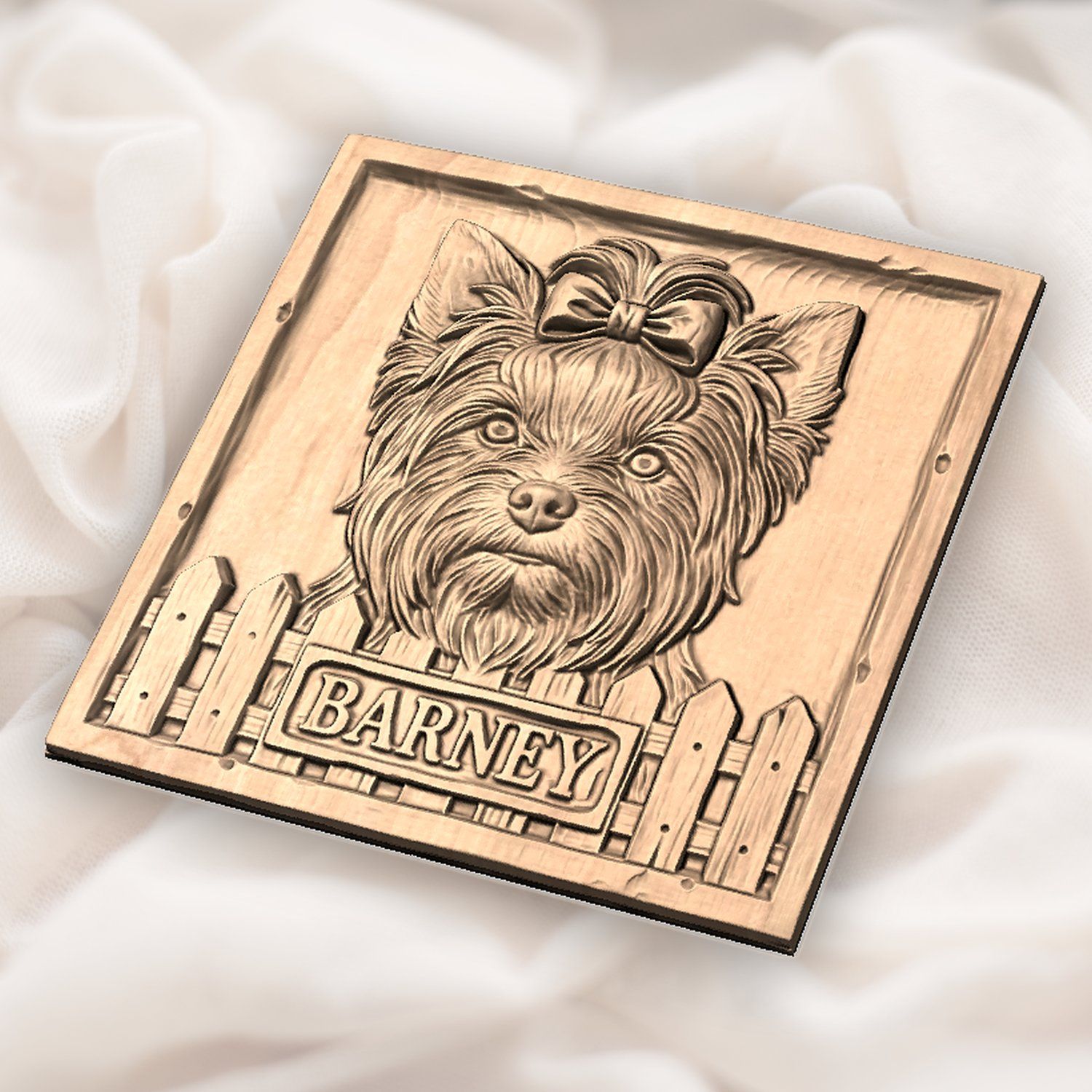 Yorkshire Terrier Dog Portrait CNC Relief STL bas-relief STL — view 3
