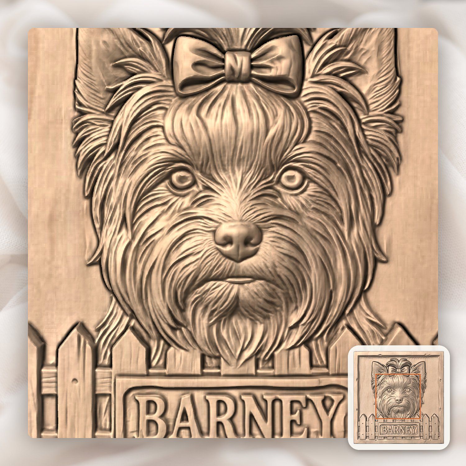Yorkshire Terrier Dog Portrait CNC Relief STL bas-relief STL — view 4