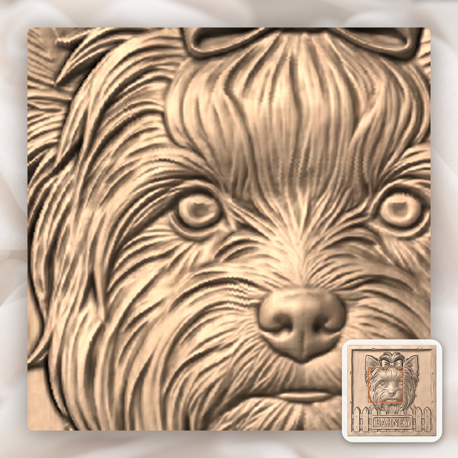 Yorkshire Terrier Dog Portrait CNC Relief STL bas-relief STL — view 5