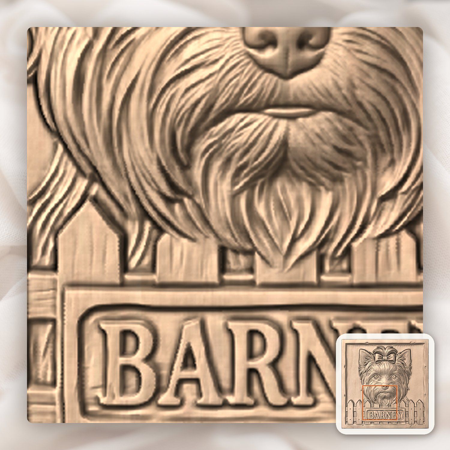 Yorkshire Terrier Dog Portrait CNC Relief STL bas-relief STL — view 6