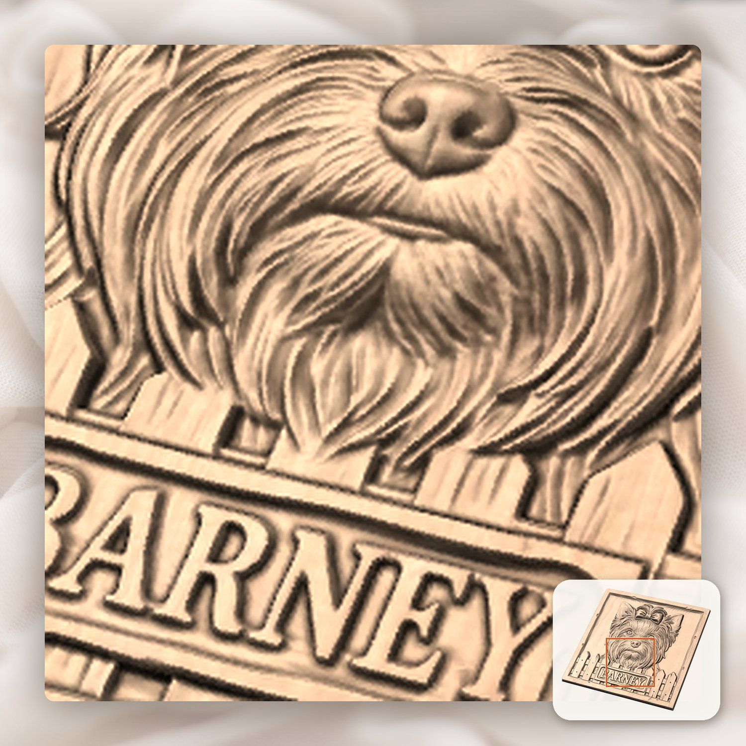Yorkshire Terrier Dog Portrait CNC Relief STL bas-relief STL — view 7