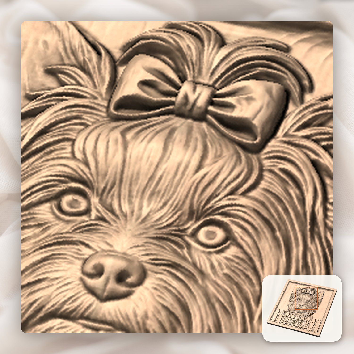 Yorkshire Terrier Dog Portrait CNC Relief STL bas-relief STL — view 8