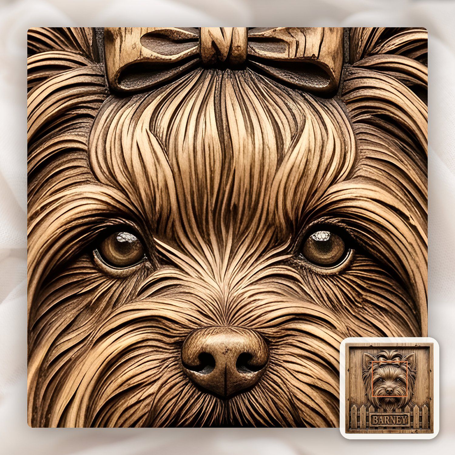 Yorkshire Terrier Dog Portrait CNC Relief STL bas-relief STL — view 9