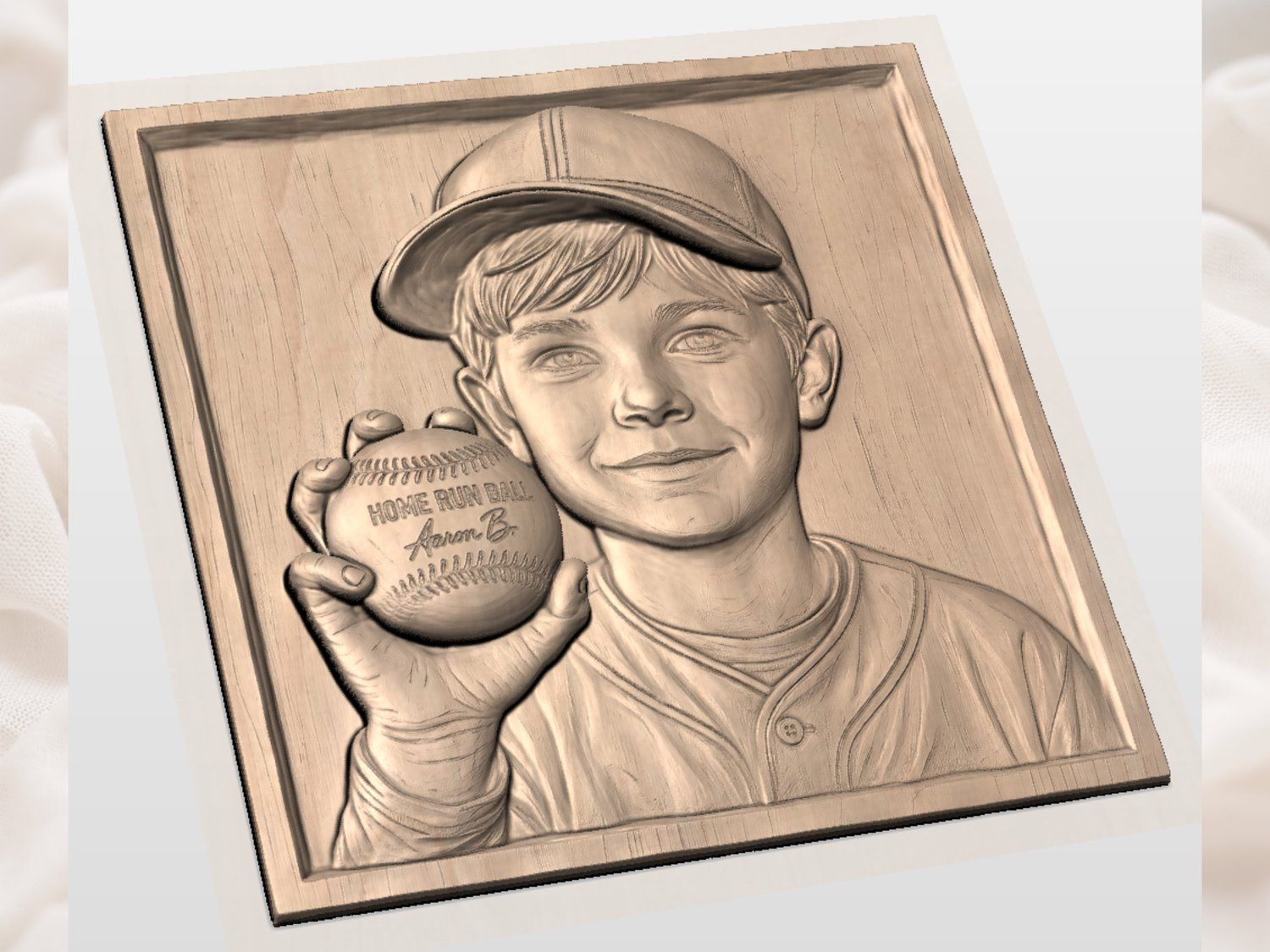 Young Baseball Player Home Run CNC Relief STL bas-relief STL — view 3