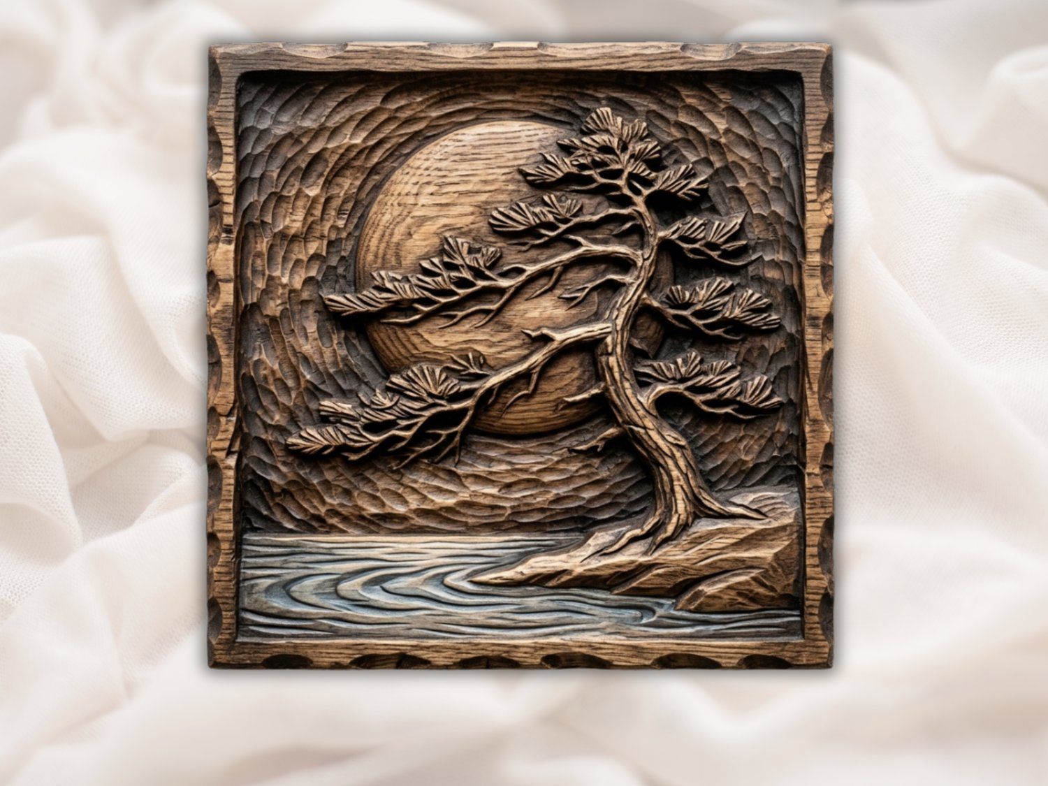 Zen Bonsai Tree Wall Art bas-relief STL — view 2