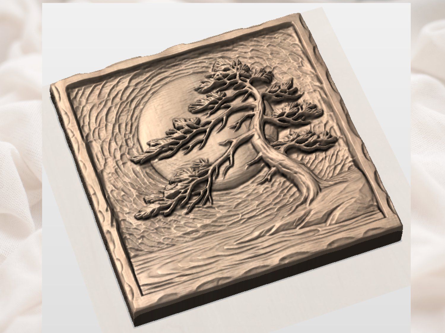 Zen Bonsai Tree Wall Art bas-relief STL — view 4
