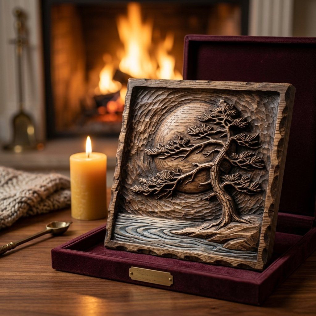 Zen Bonsai Tree Wall Art bas-relief STL — view 9