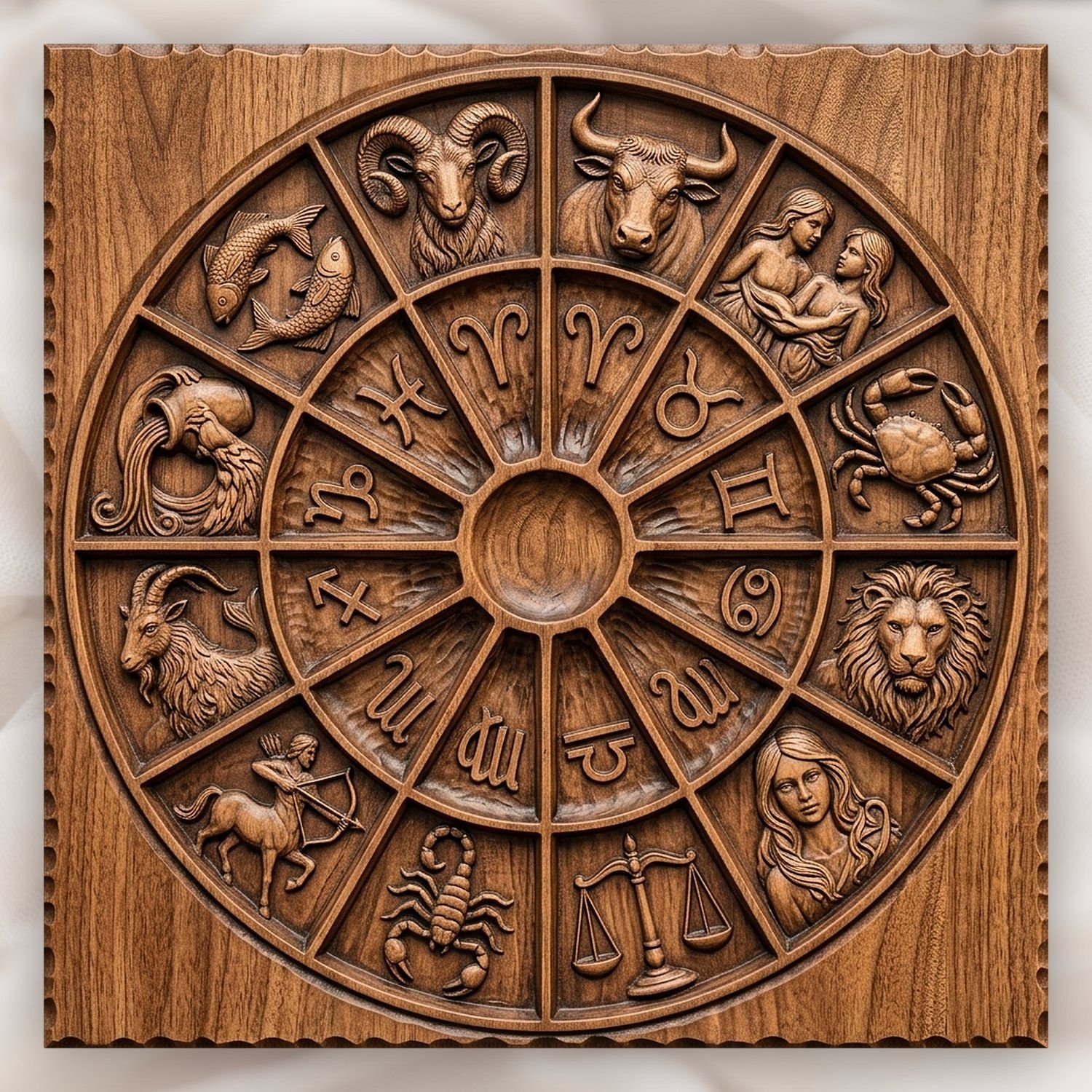 Zodiac Astrology Wheel CNC Relief STL bas-relief STL design