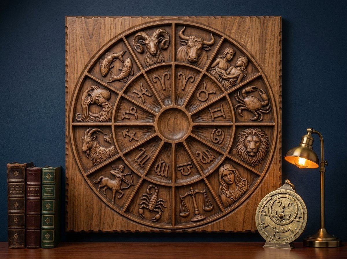 Zodiac Astrology Wheel CNC Relief STL bas-relief STL — view 12