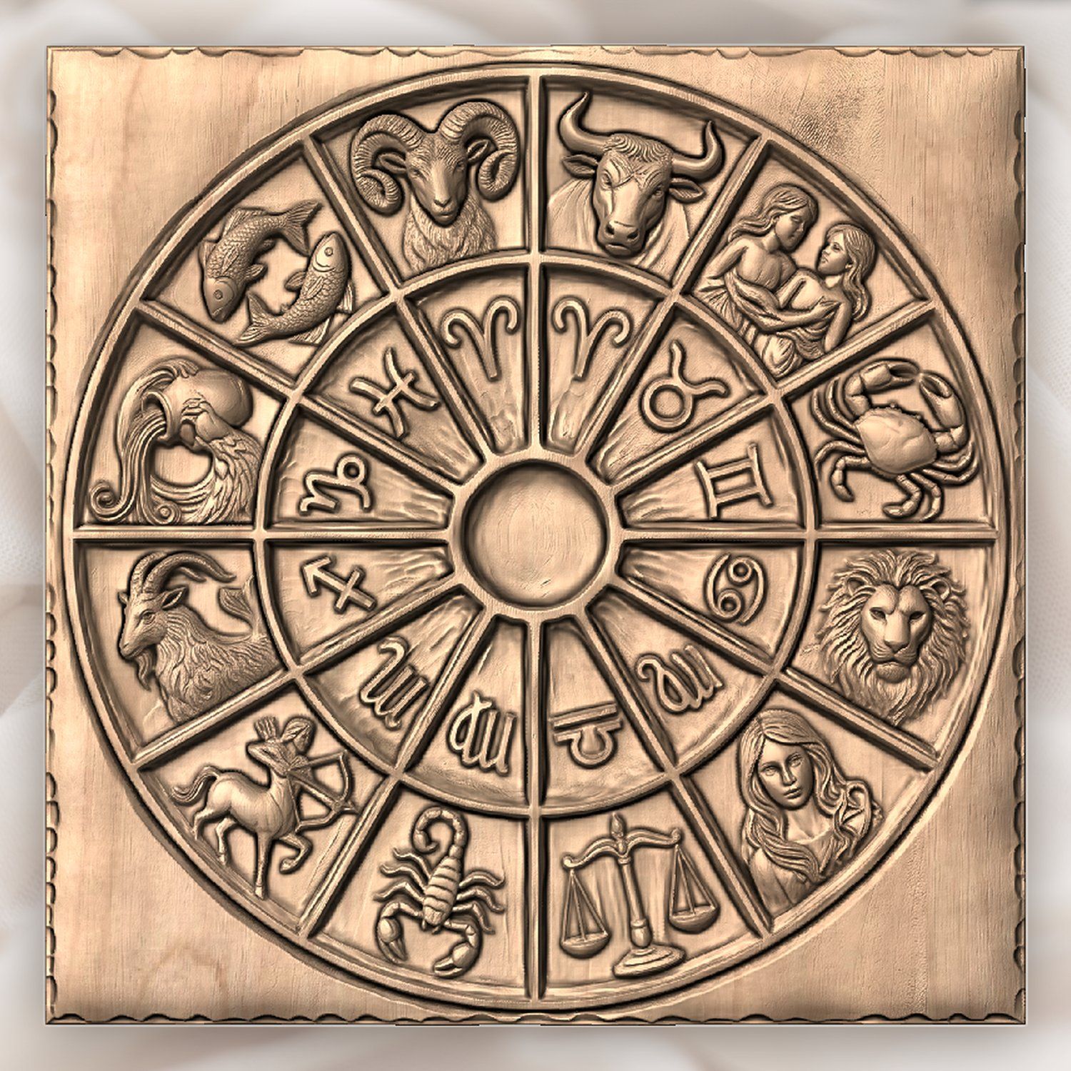 Zodiac Astrology Wheel CNC Relief STL bas-relief STL — view 4