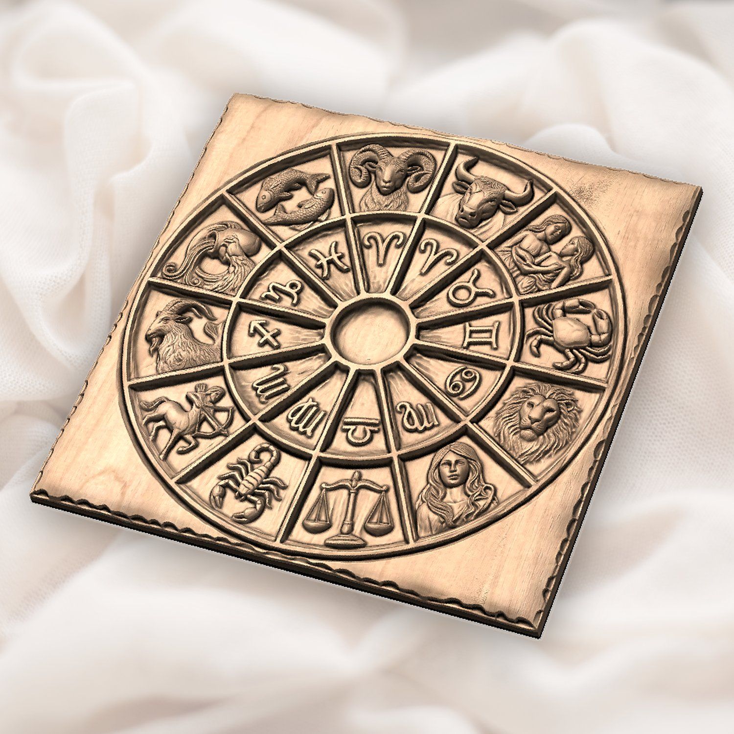 Zodiac Astrology Wheel CNC Relief STL bas-relief STL — view 5