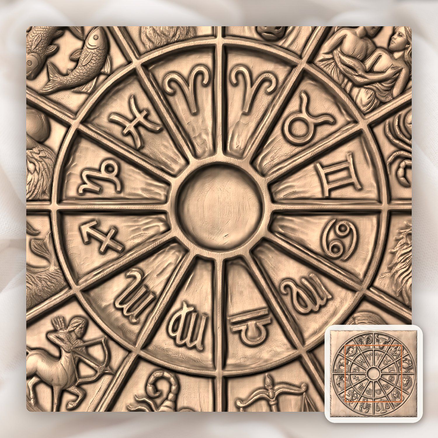 Zodiac Astrology Wheel CNC Relief STL bas-relief STL — view 6