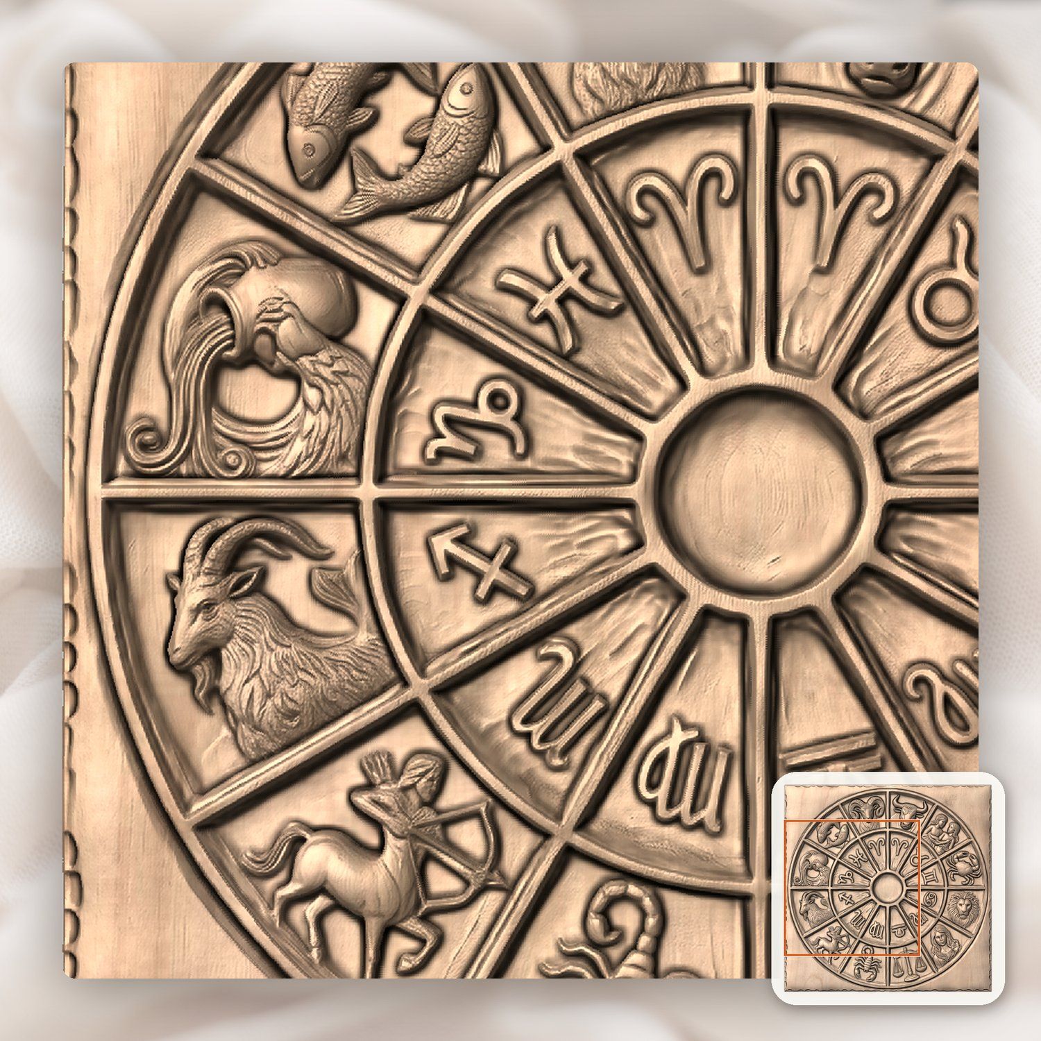 Zodiac Astrology Wheel CNC Relief STL bas-relief STL — view 9