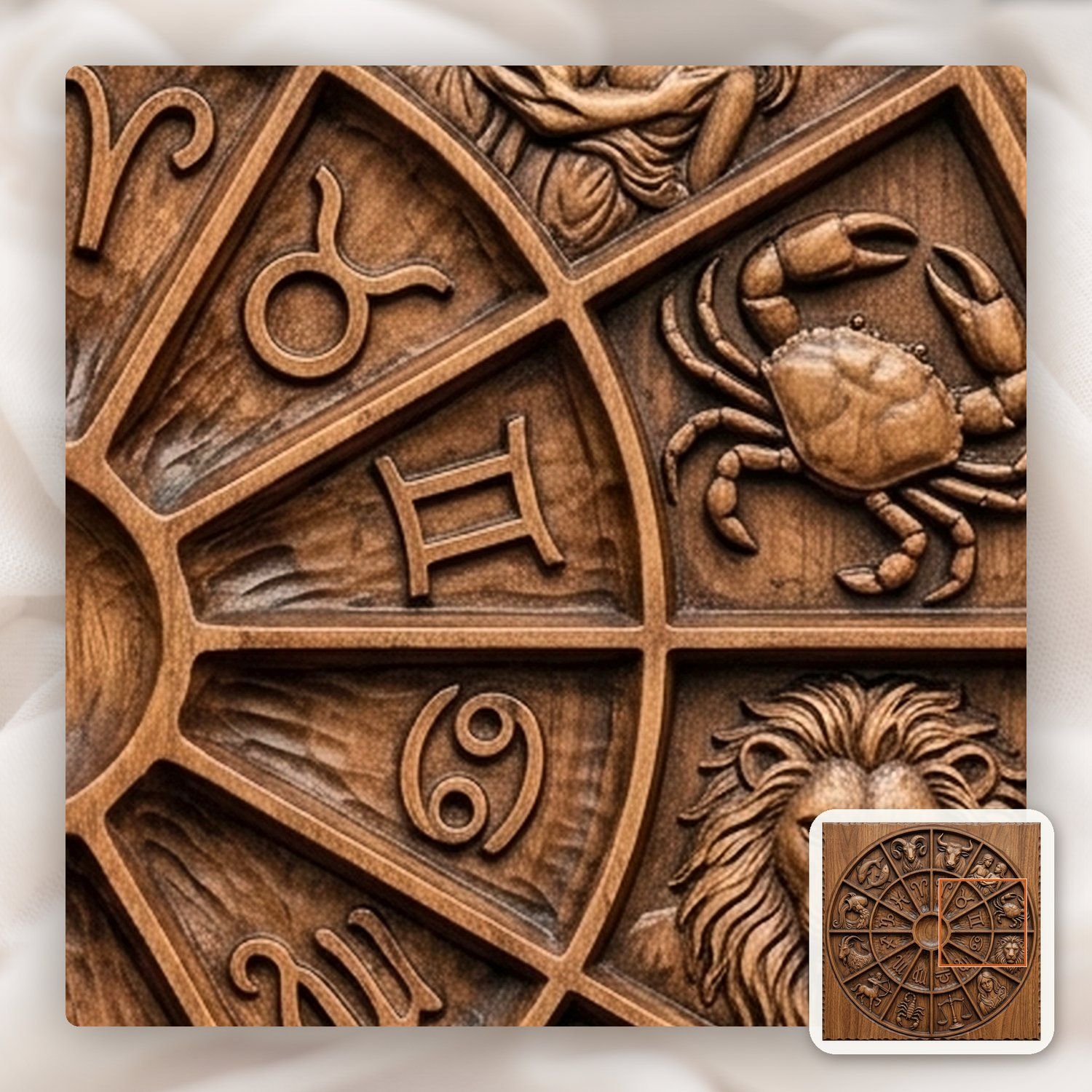 Zodiac Astrology Wheel CNC Relief STL bas-relief STL — view 10